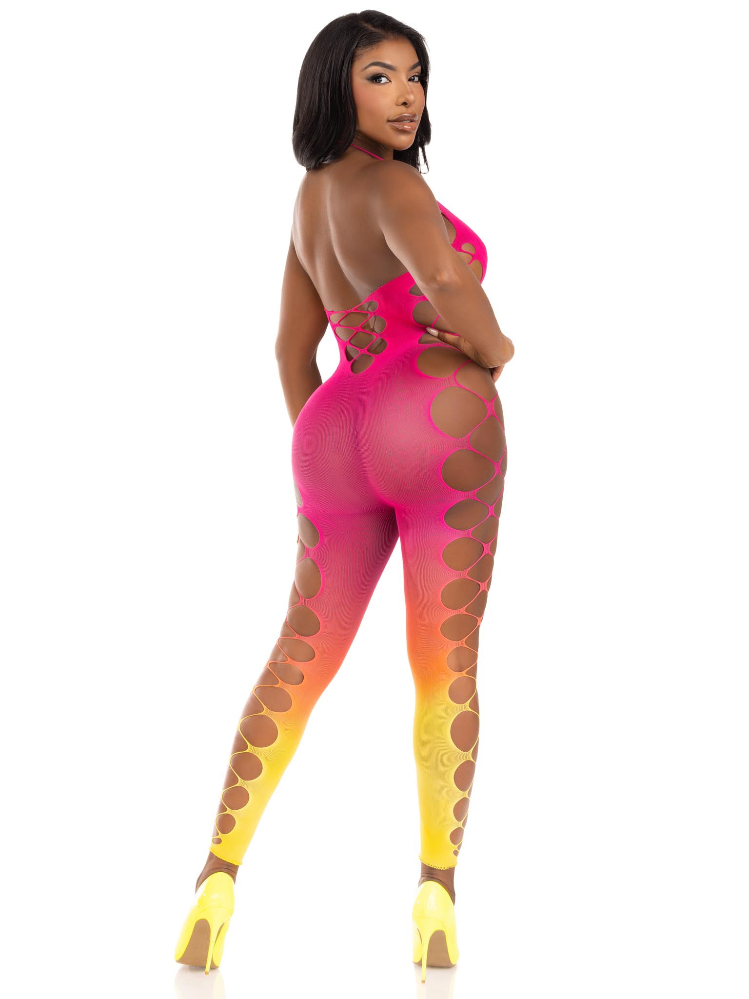 Ombre Footless Bodystocking - One Size - Sunset-4