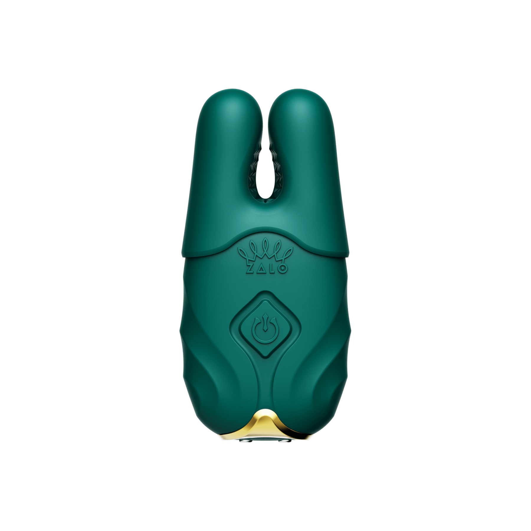 ZALO Nave Vibrating Nipple Clamps in Turquoise Green featuring powerful EasyClamp technology and dual motors in cat ear-like tips.