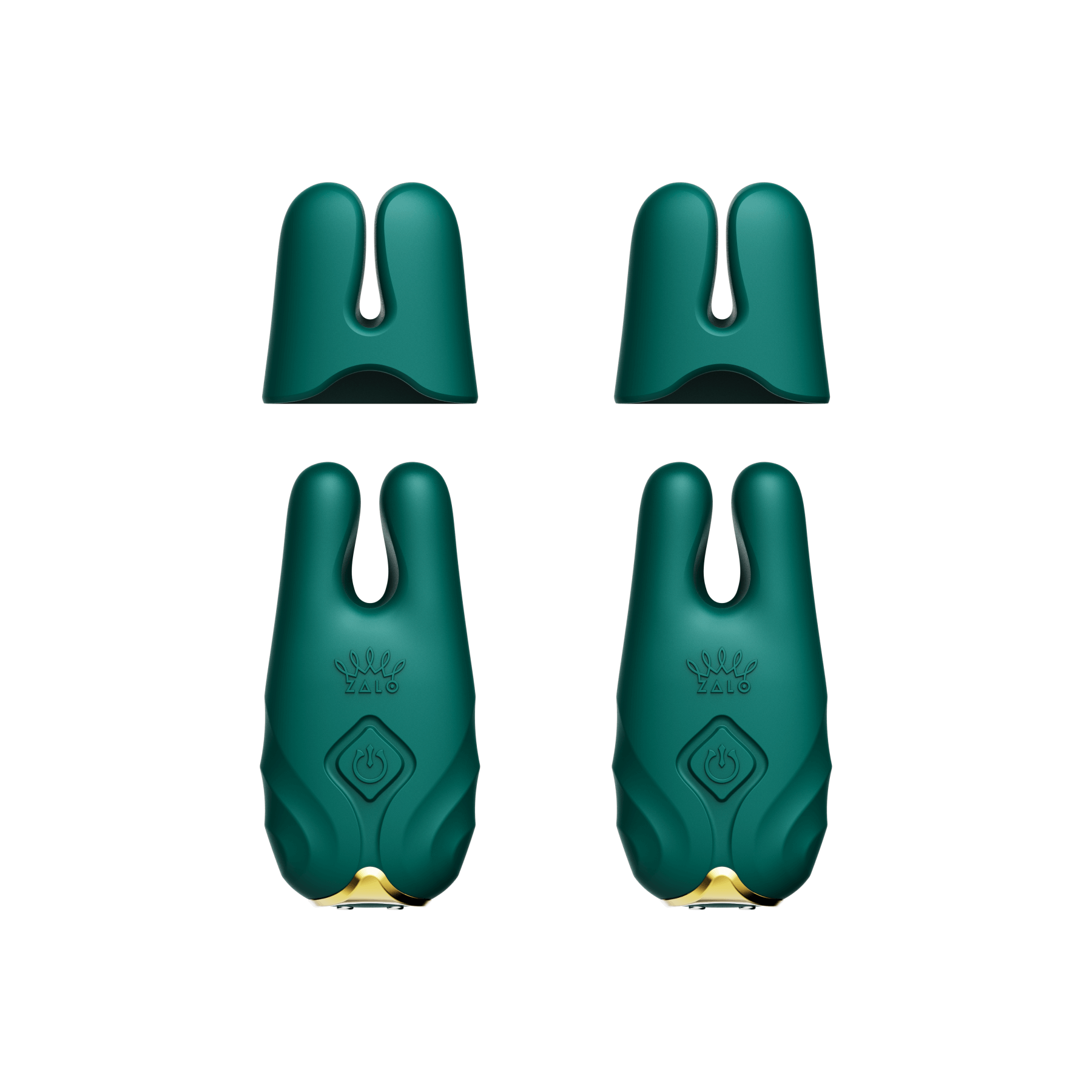 ZALO Nave Vibrating Nipple Clamps in Turquoise Green with EasyClamp Technology and Dual Motors
