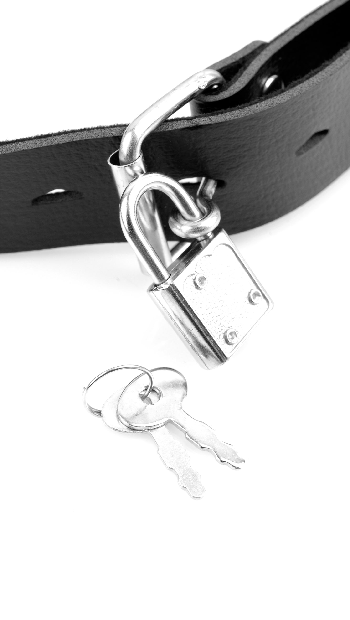 Leather harness with a metal padlock and two keys for Deluxe Ball Gag with Dong