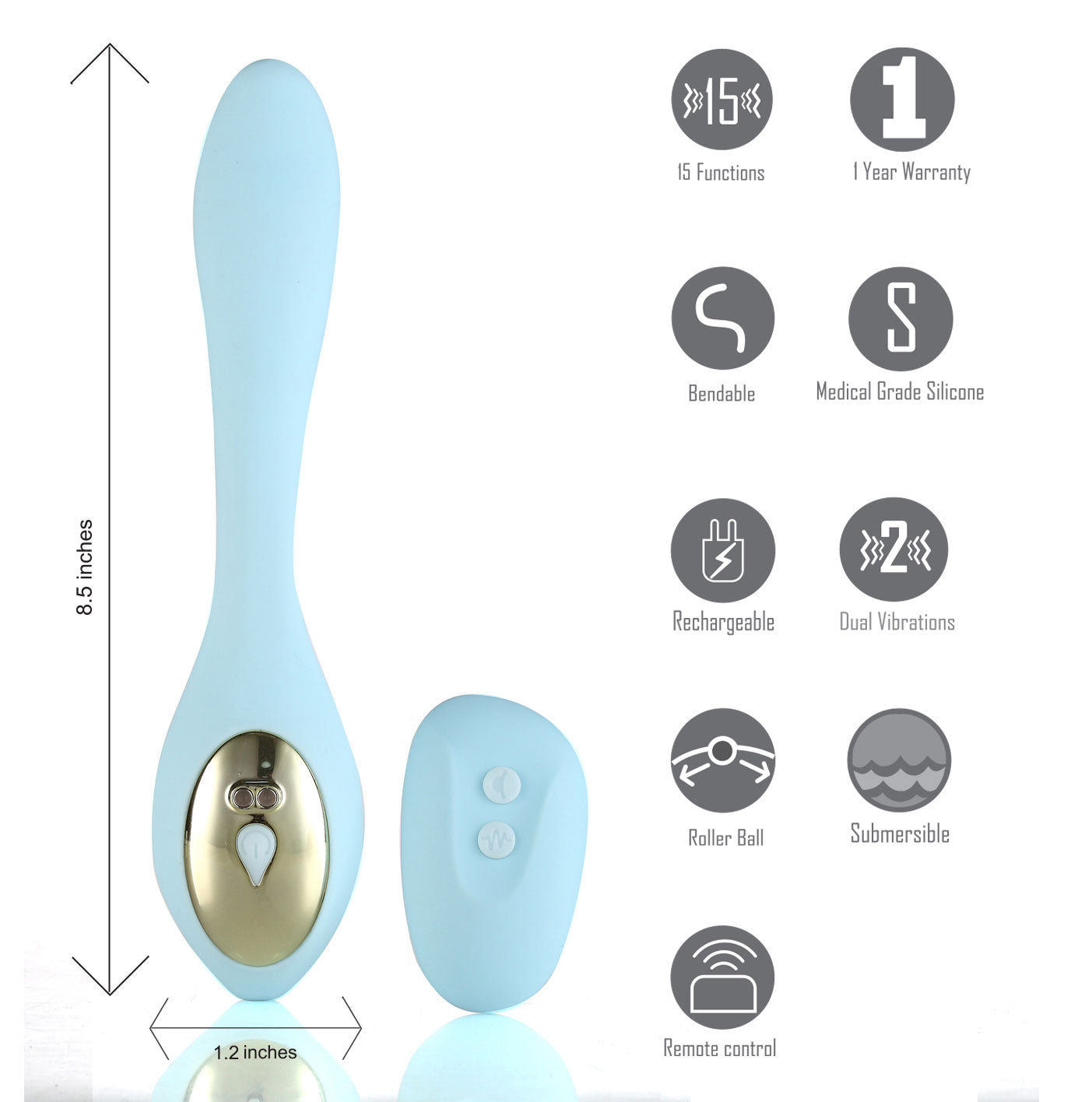 Harmonie Rechargeable Remote Silicone Bendable  Vibrator -Teal-2