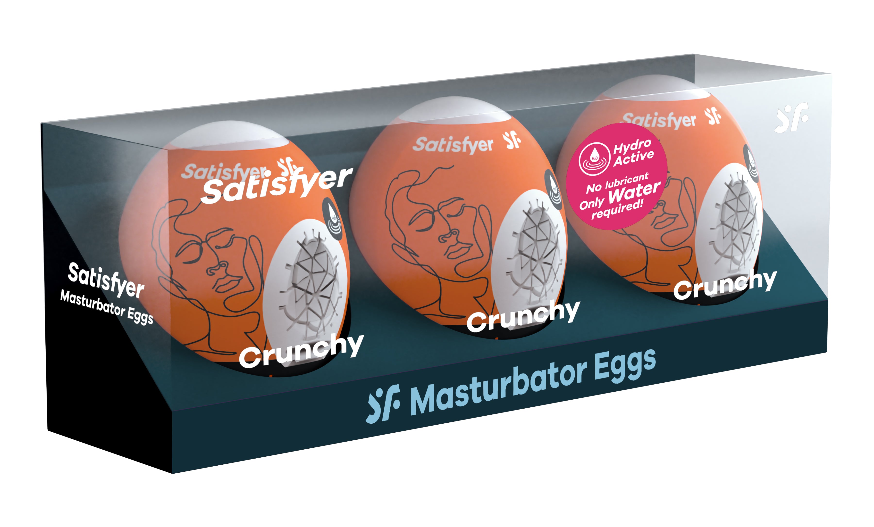 3 Pc Set Masturbator Egg - Crunchy - Orange-1