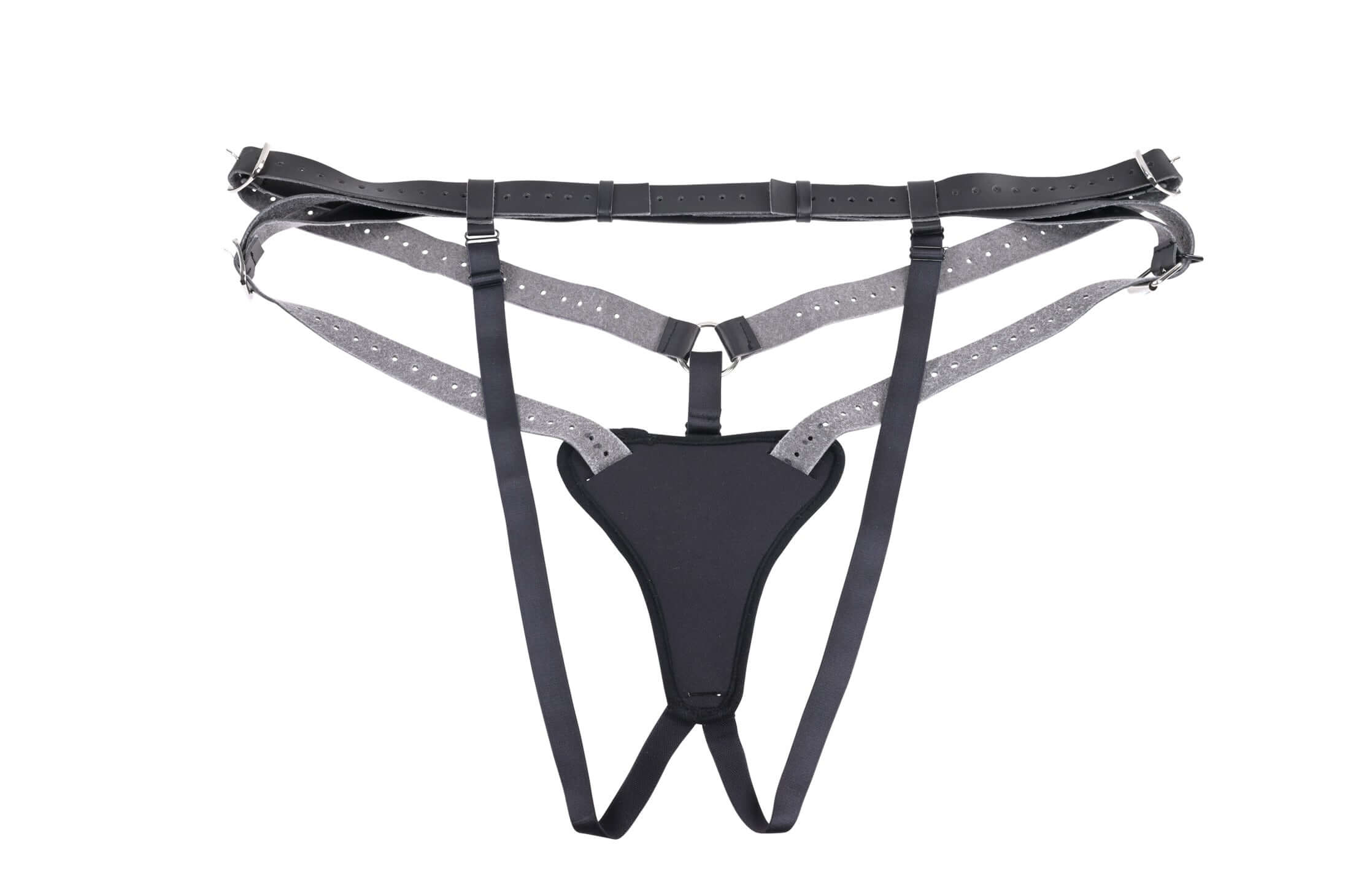 Aurora High Waisted Strap On - Black with adjustable buckles and reinforced snaps for a custom fit and commanding presence.