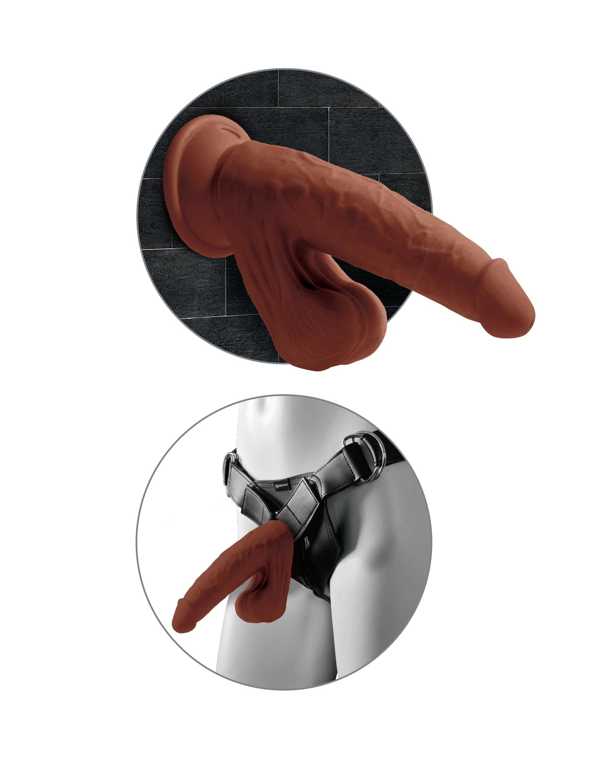 8 Inch Triple Density Cock With Swinging Balls -  Brown-1