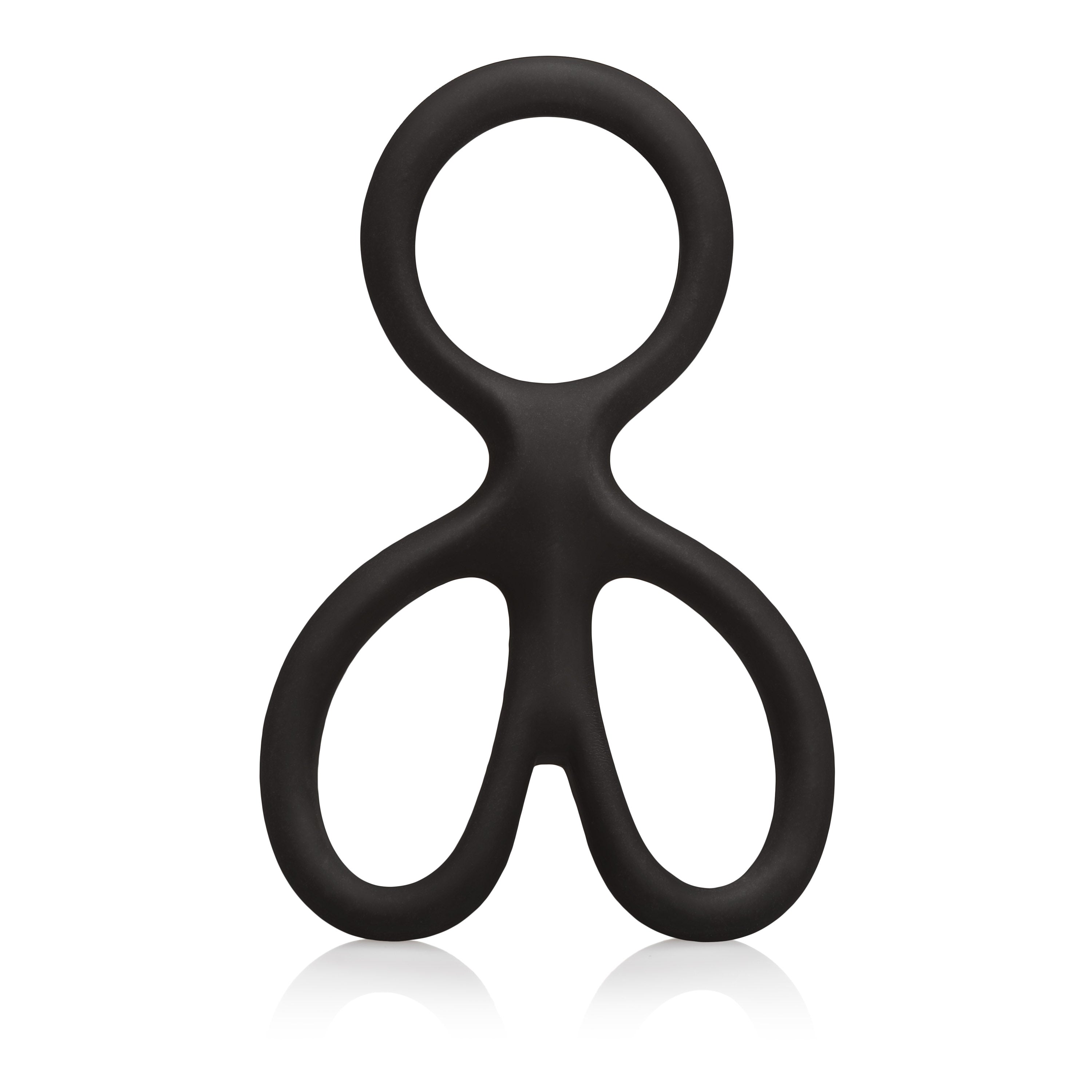 Silicone Ball Spreader Cock Ring Black, a premium body-safe silicone accessory with multi-ring design.