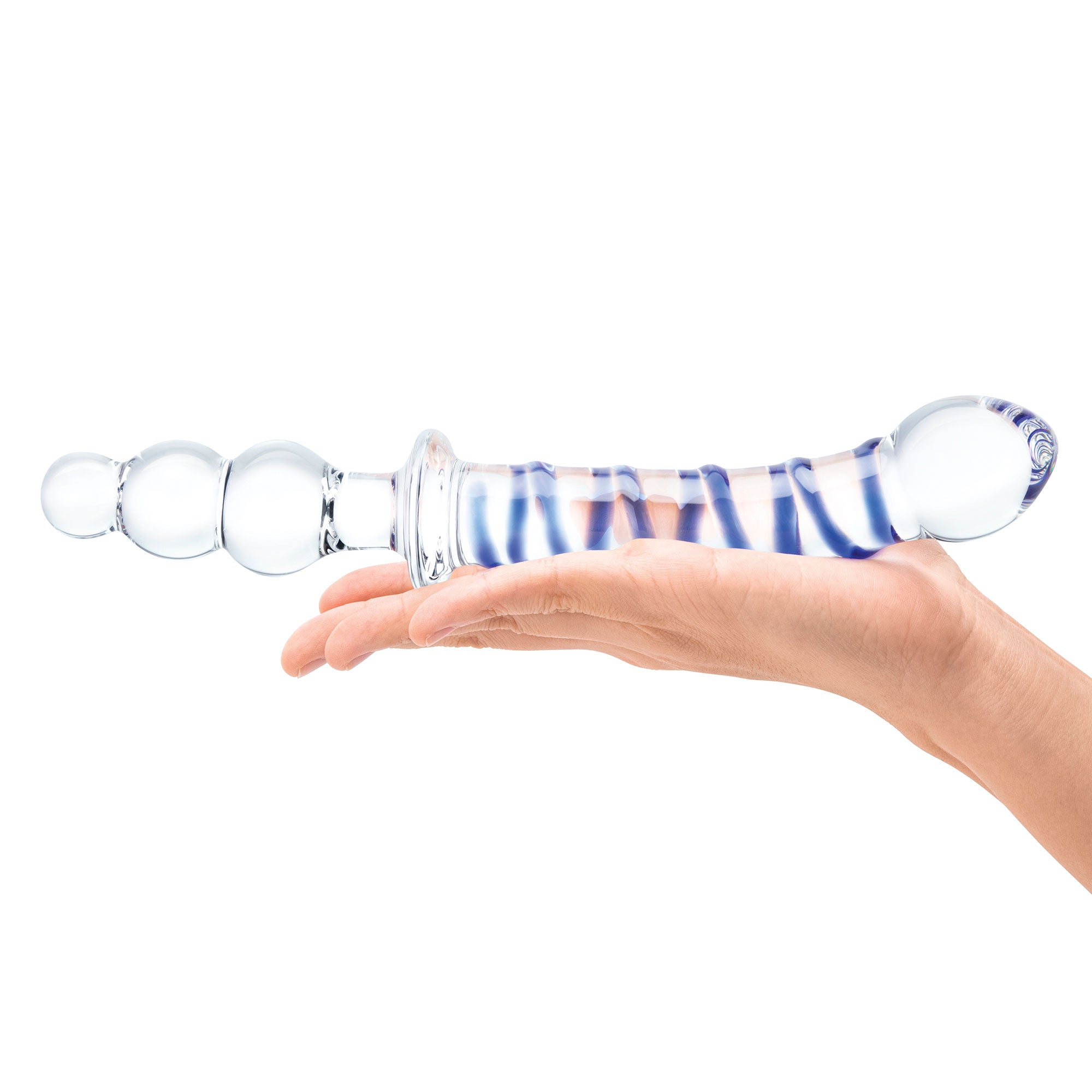 10 Inch Twister Dual-Ended Dildo - Clear/blue-3