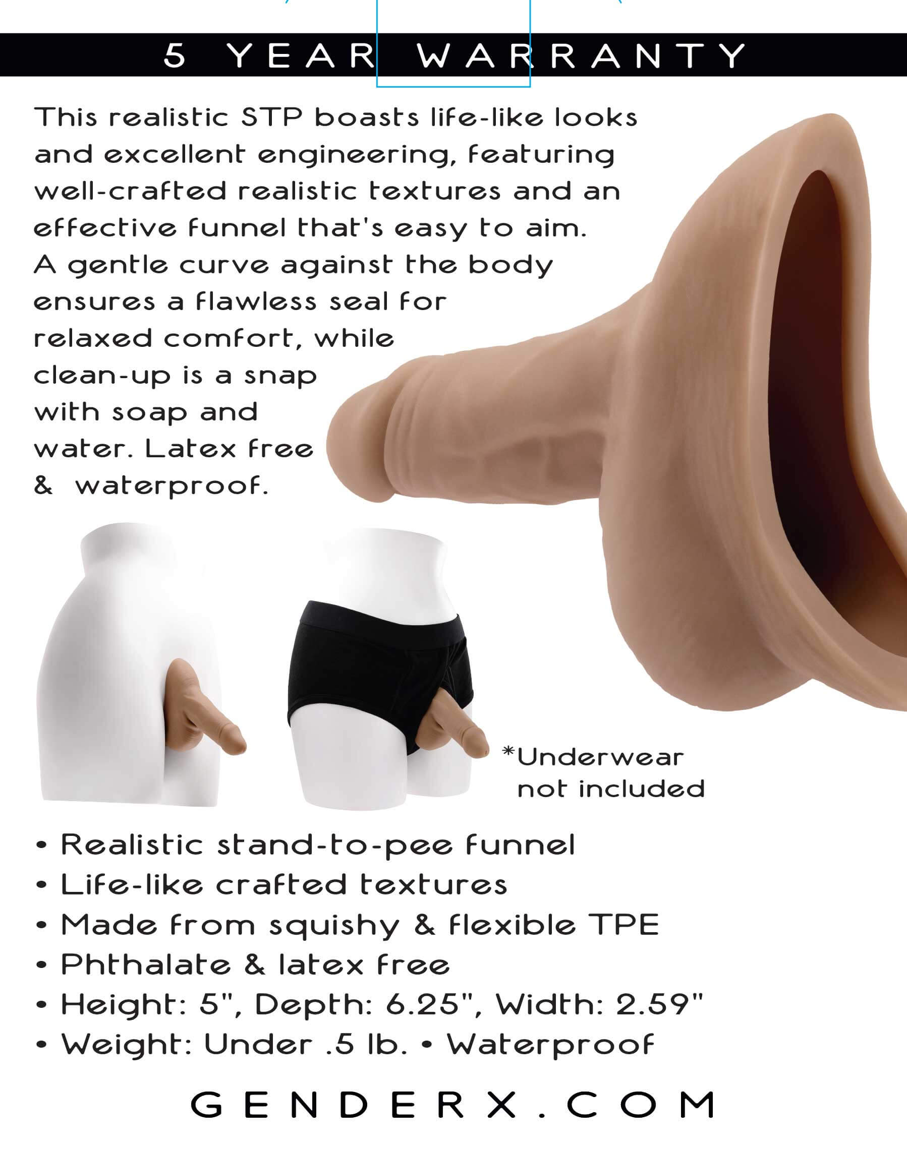 Gender X Stand to Pee Medium realistic STP device showcasing life-like textures and easy-to-clean design.