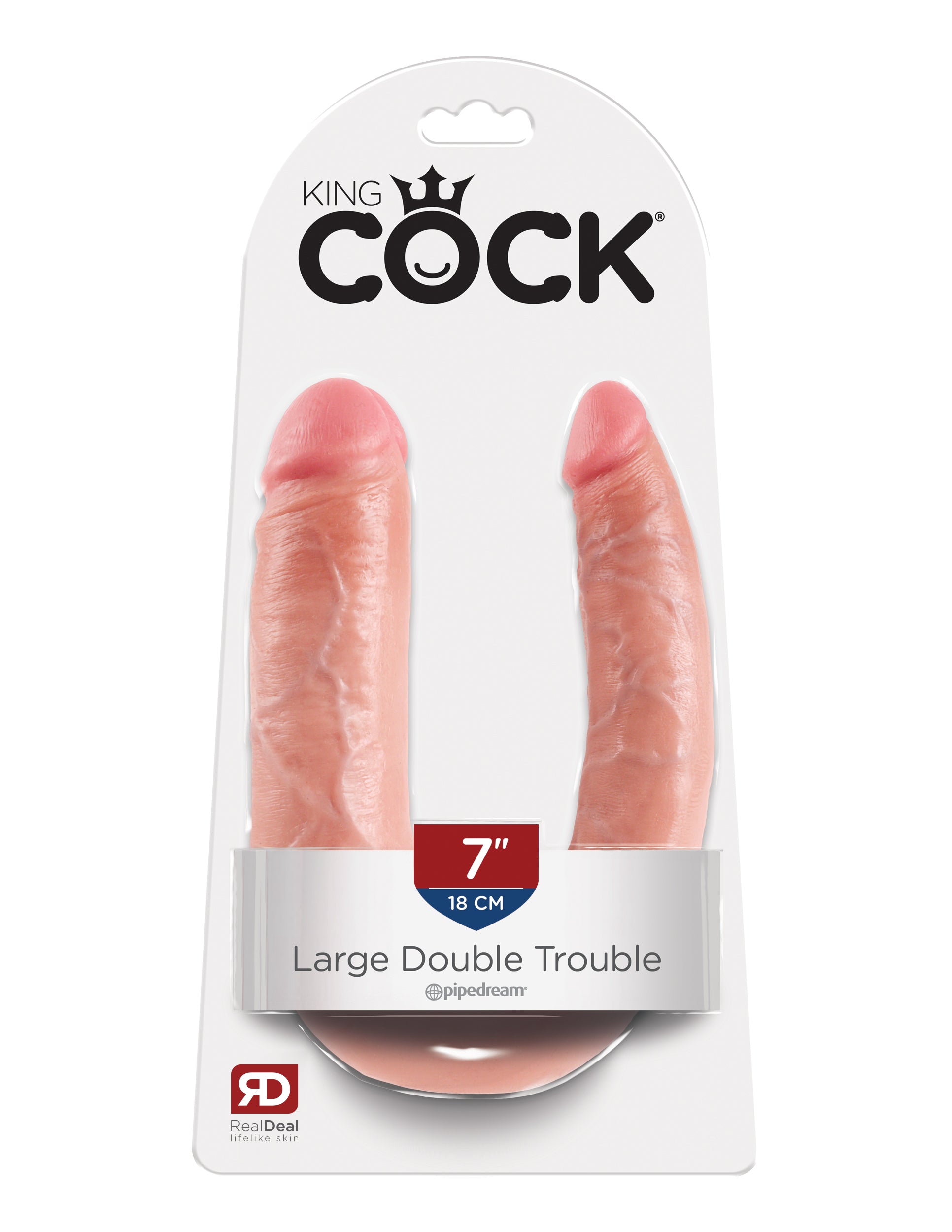 King Cock Double Trouble - Large - Flesh *