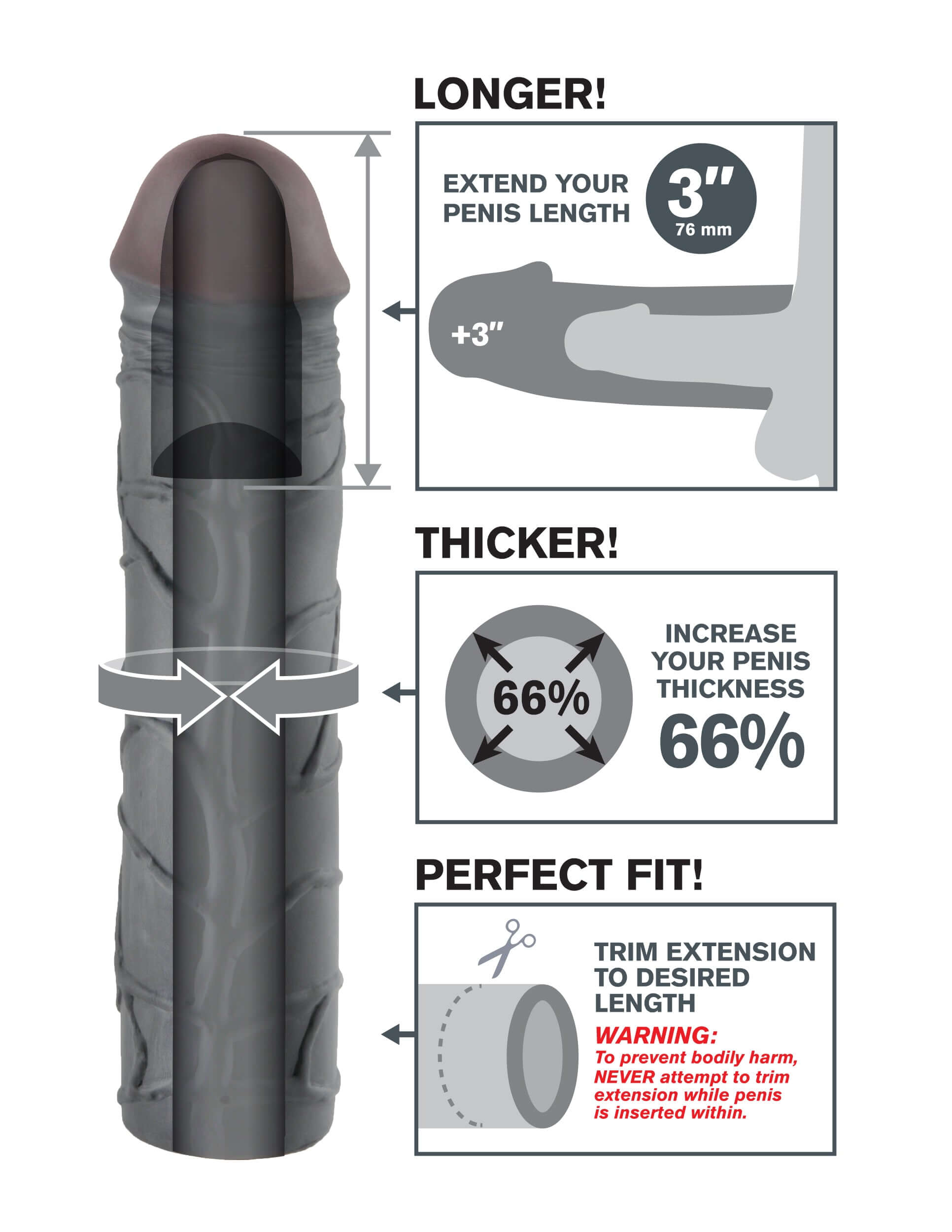 Introducing the Fantasy X-Tension Mega 3-Inch Extension - Experience the Ultimate Fulfillment