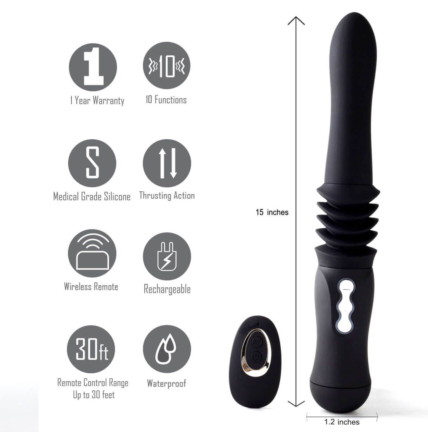 Max Silicone Thrusting Portable Love Machine -  Black-2