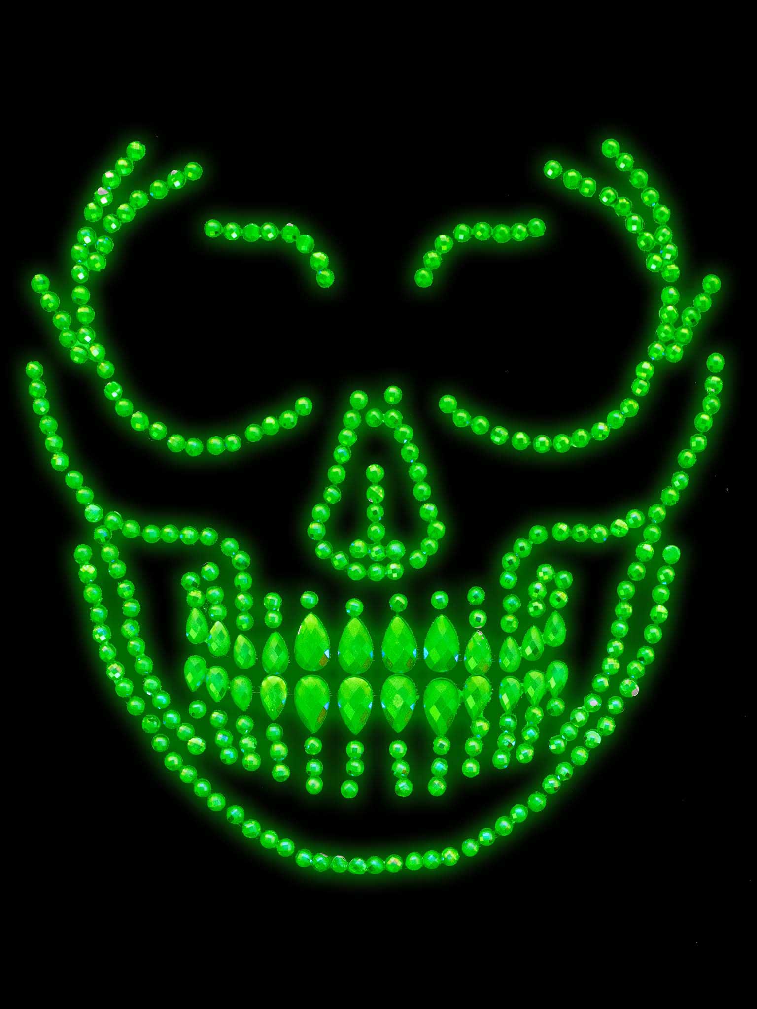 Glow in the Dark Skull Face Jewels Sticker-0
