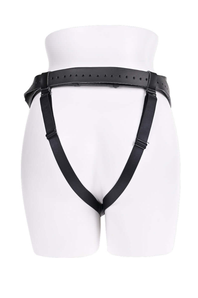 Black Aurora High Waisted Strap On with adjustable buckles and reinforced snaps for a custom fit and commanding presence