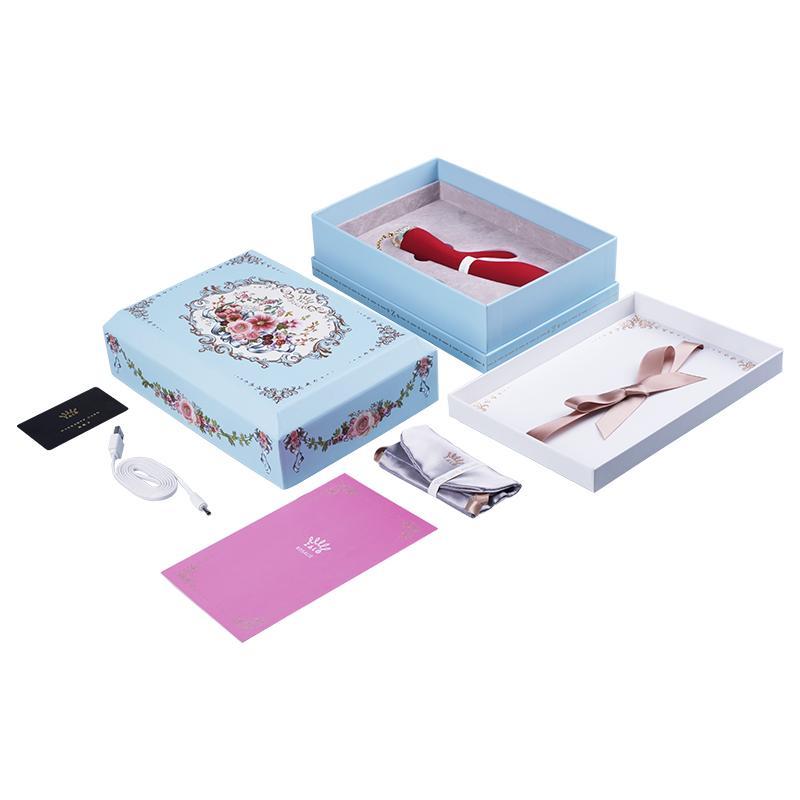 ZALO Rosalie Rabbit Vibrator Rouge Pink in elegant teal and white packaging with accessories displaying luxury and superior functionality