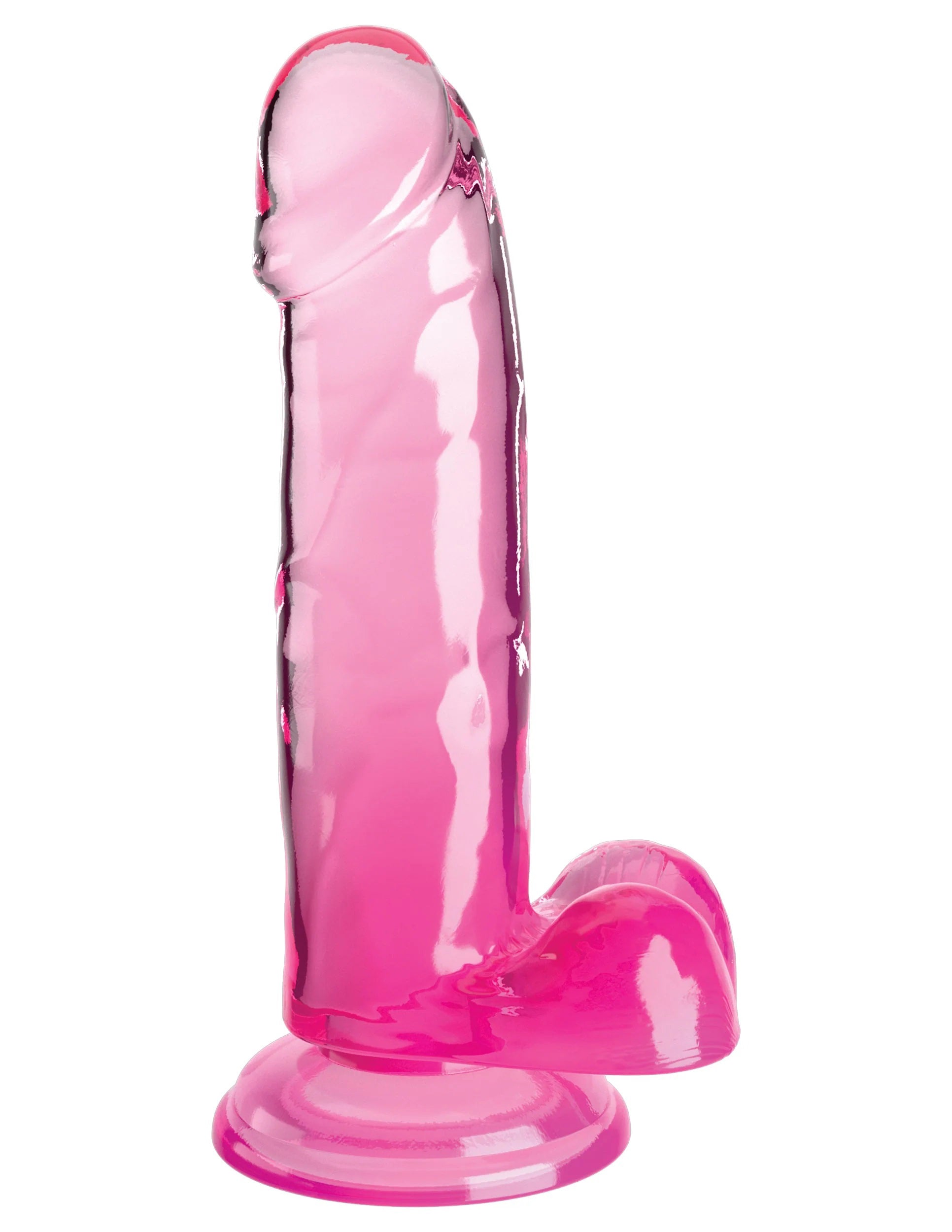King Cock Clear 7 Inch With Balls - Pink-1