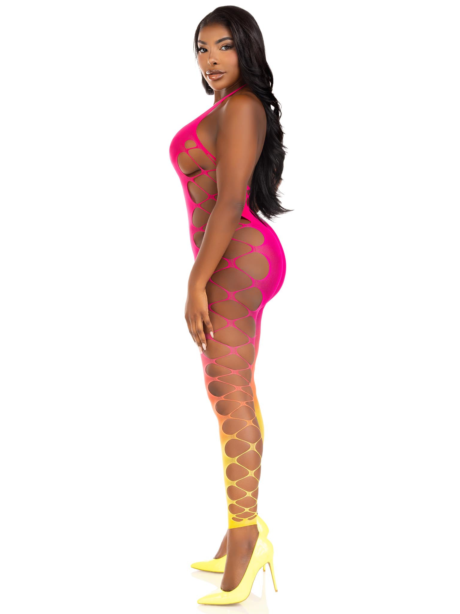 Ombre Footless Bodystocking - One Size - Sunset-3