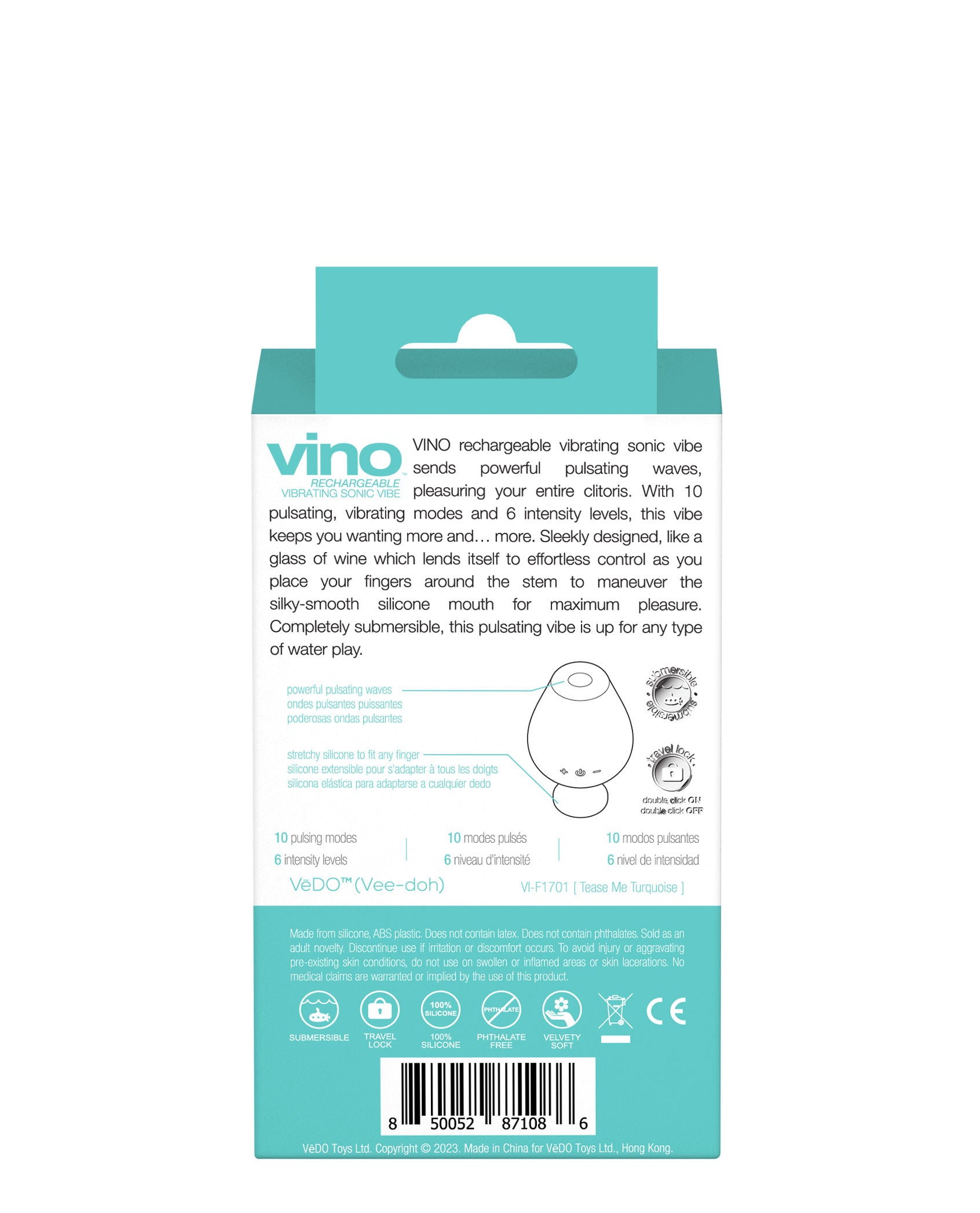 Vino Rechargeable Vibrating Sonic Vibe - Turquoise-0