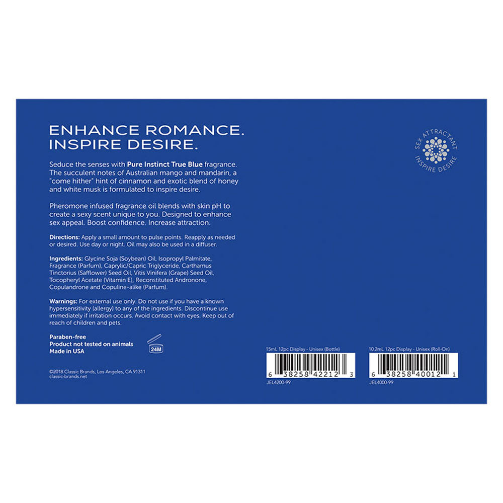 Pure Instinct Pheromone Fragrance Oil True Blue Roll on 12 Pc Display-2