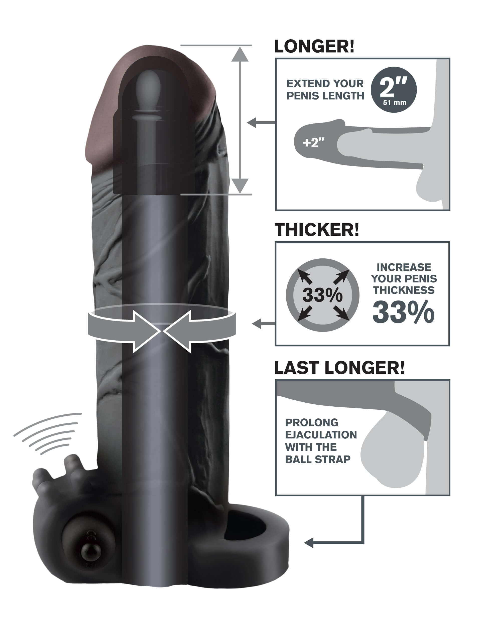 Enhance Intimacy with Fantasy X-Tensions Vibrating Real Feel 2-Inch Extension