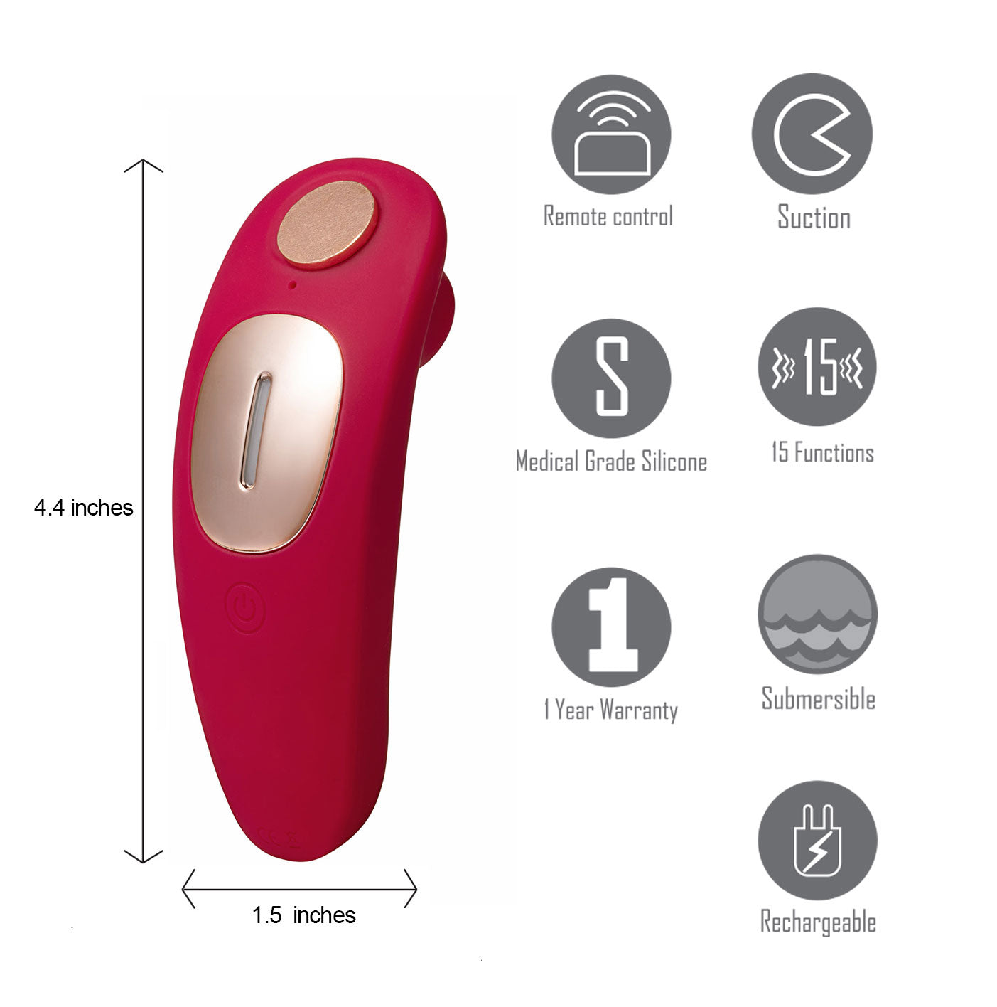 Remi 15-Function Rechargeable Remote Control   Suction Panty Vibe - Red-4