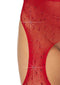 Casey Rhinestone Fishnet Suspender Pantyhose - One Size - Red-0