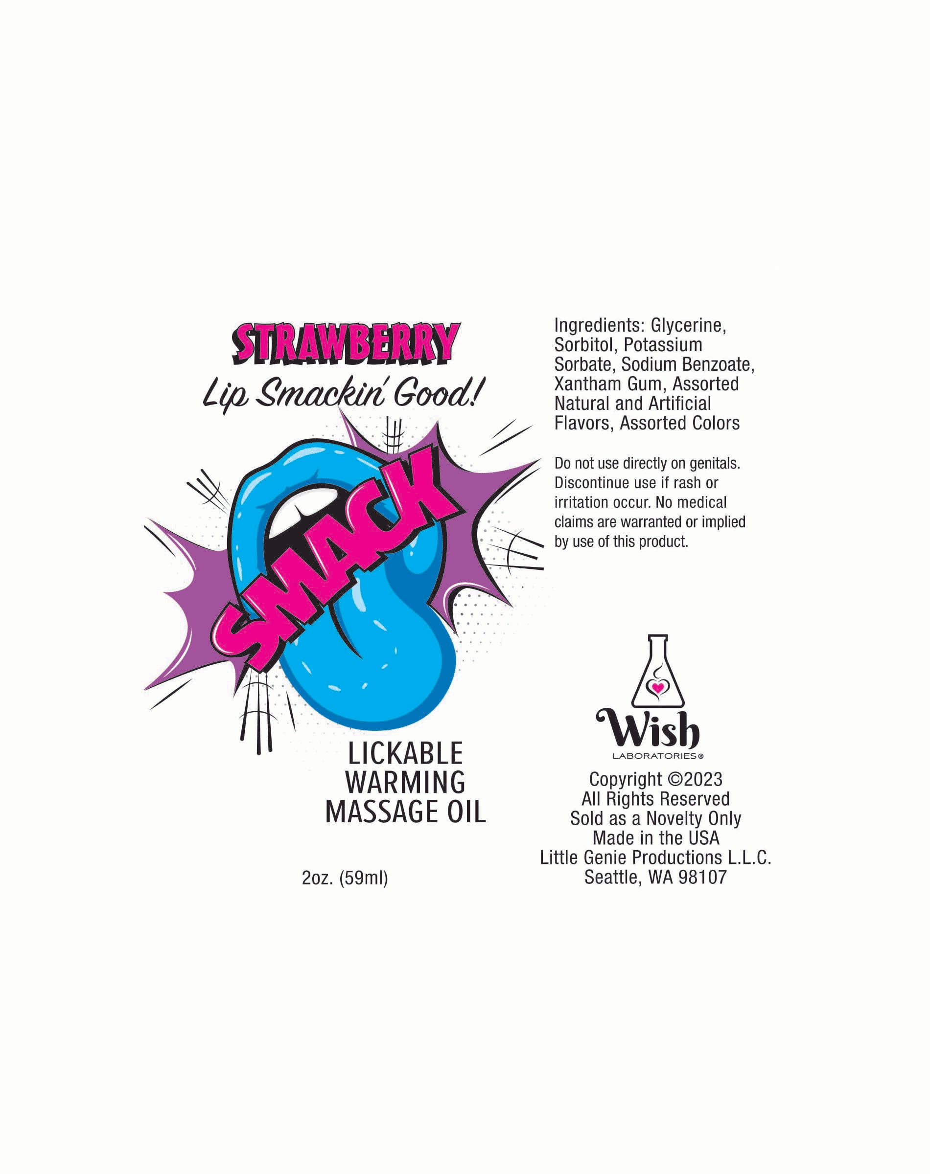 Smack Warming and Lickable Massage Oil -  Strawberry 2 Oz-0