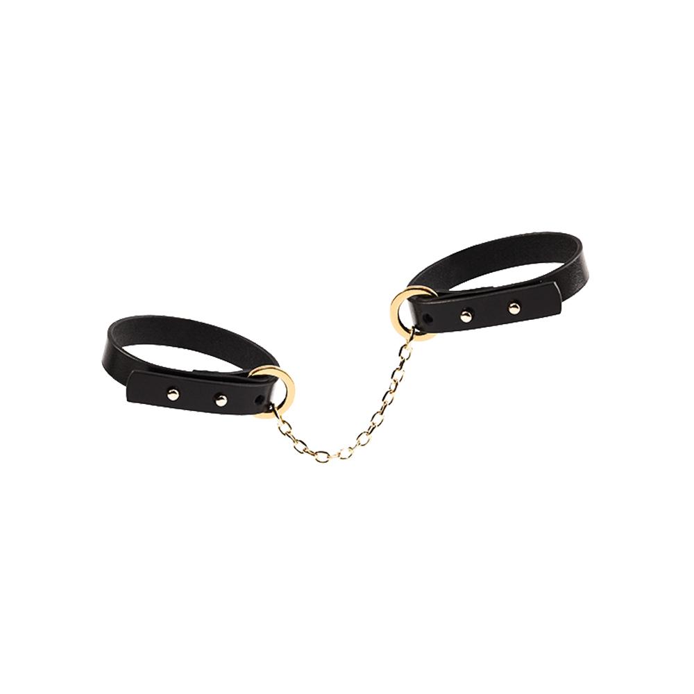UPKO Luxury Italian Leather Thin Handcuff Bracelets - Black