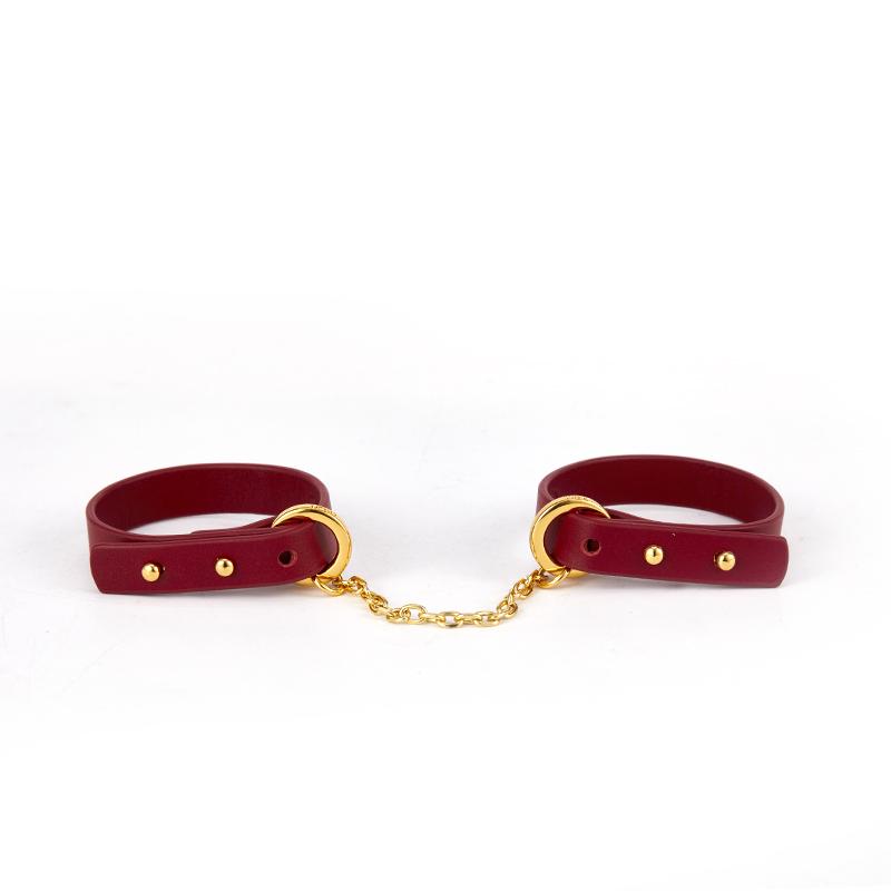 UPKO Luxury Italian Leather Thin Handcuff Bracelets - Red
