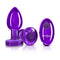 Cheeky Charms - Rechargeable Vibrating Metal Butt  Plug With Remote Control - Purple - Medium -  Preorder Only
