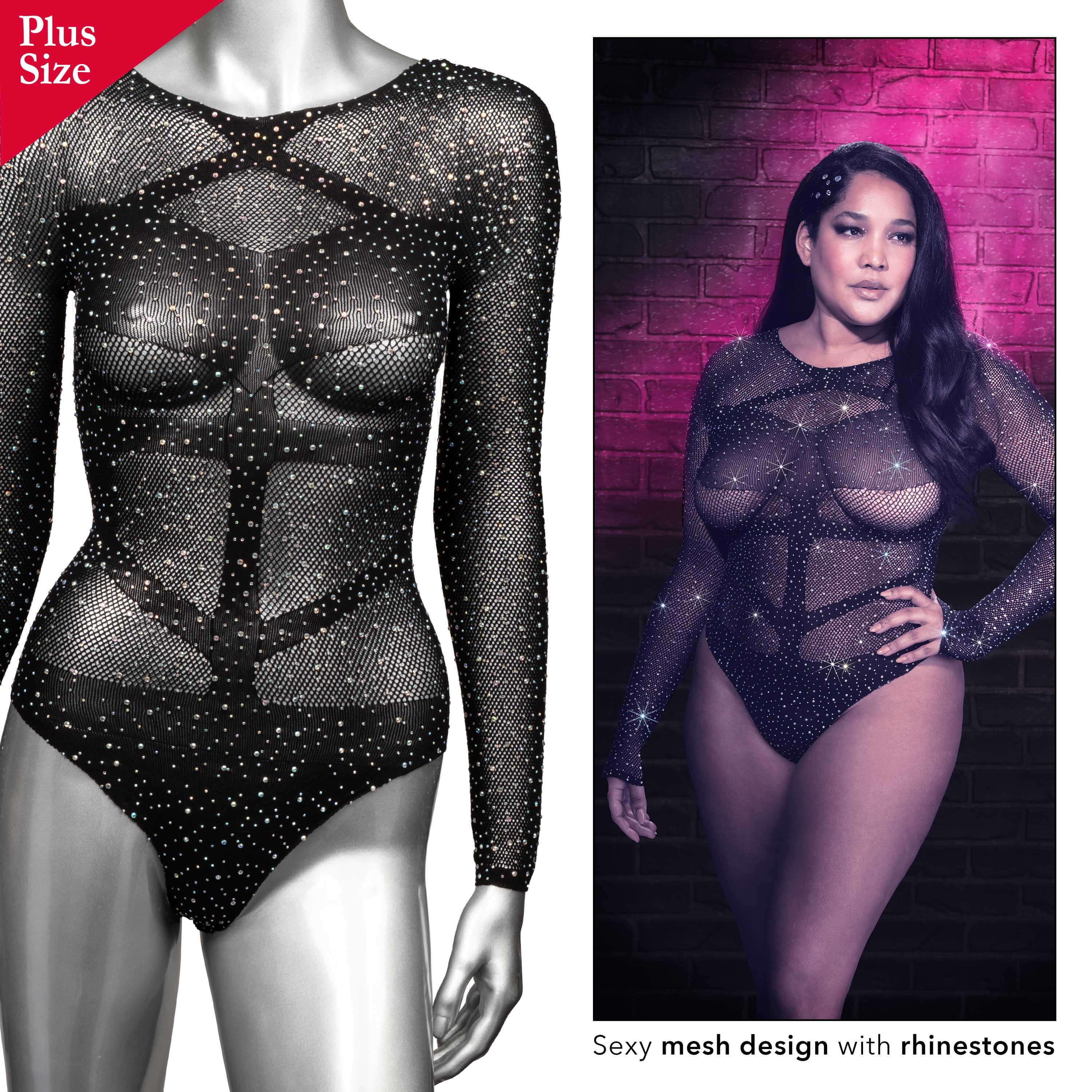 Radiance Long Sleeve Body Suit - Queen - Black-3