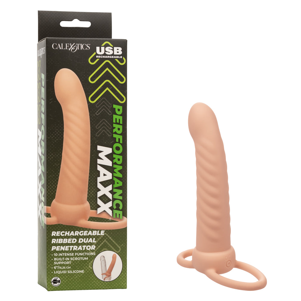 Performance Maxx Rechargeable Ribbed Dual Penetrator - Ivory-4