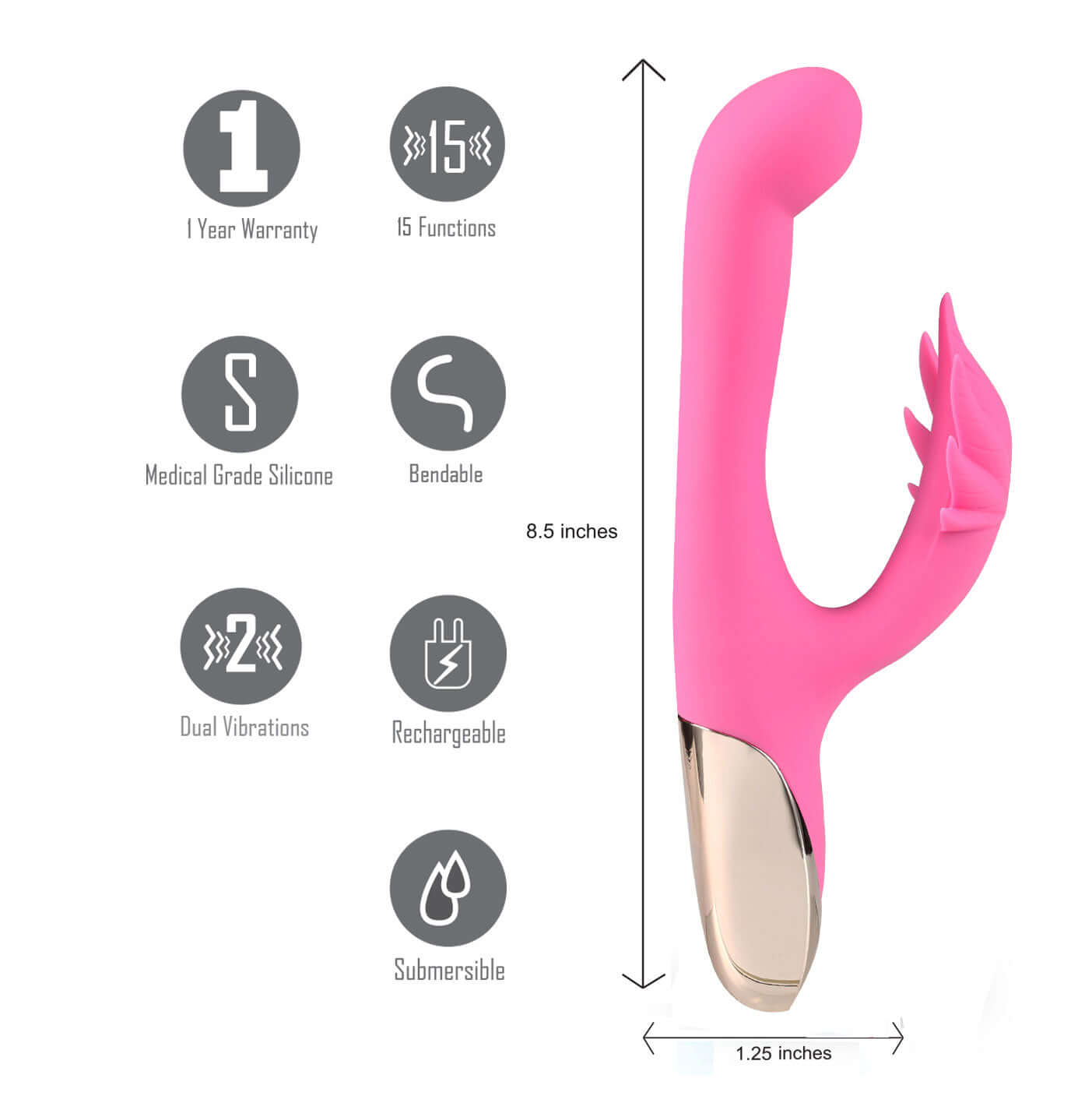 Maui 420 Series - Dual Motor G-Spot Pot Leaf - Rechargeable Vibrator - Pink-3
