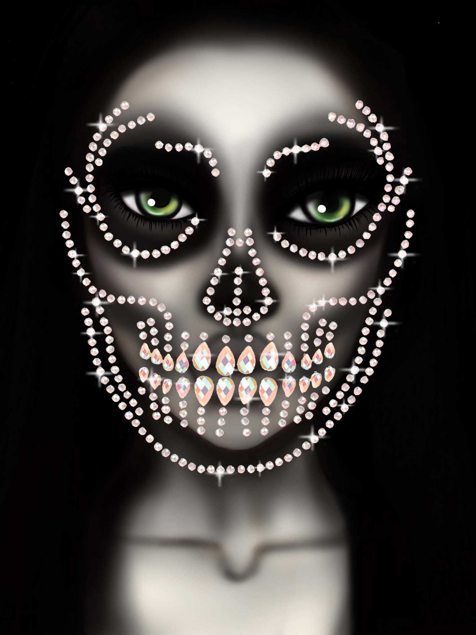Glow in the Dark Skull Face Jewels Sticker-1