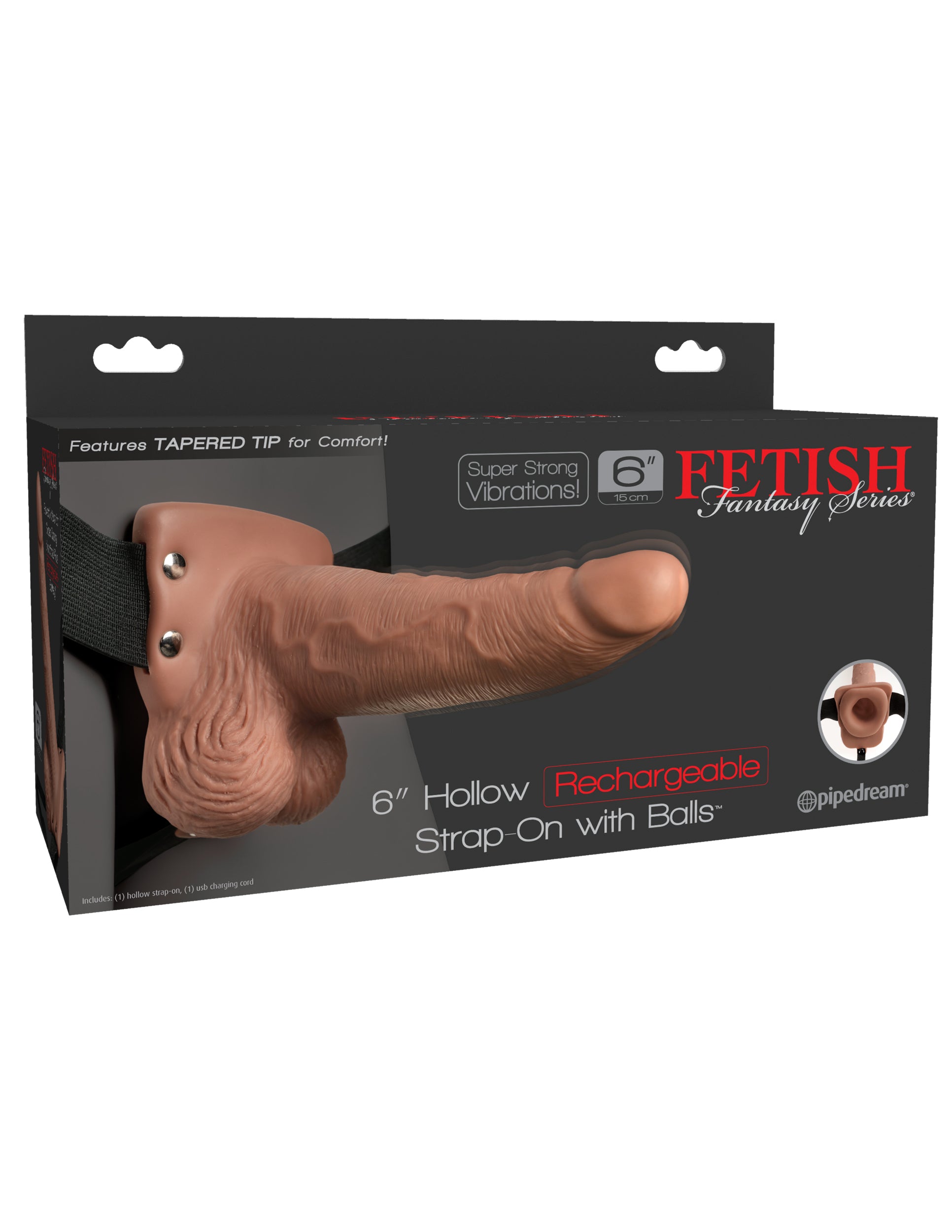 Fetish Fantasy Series 6&quot; Hollow Rechargeable Strap-on With Balls - Tan