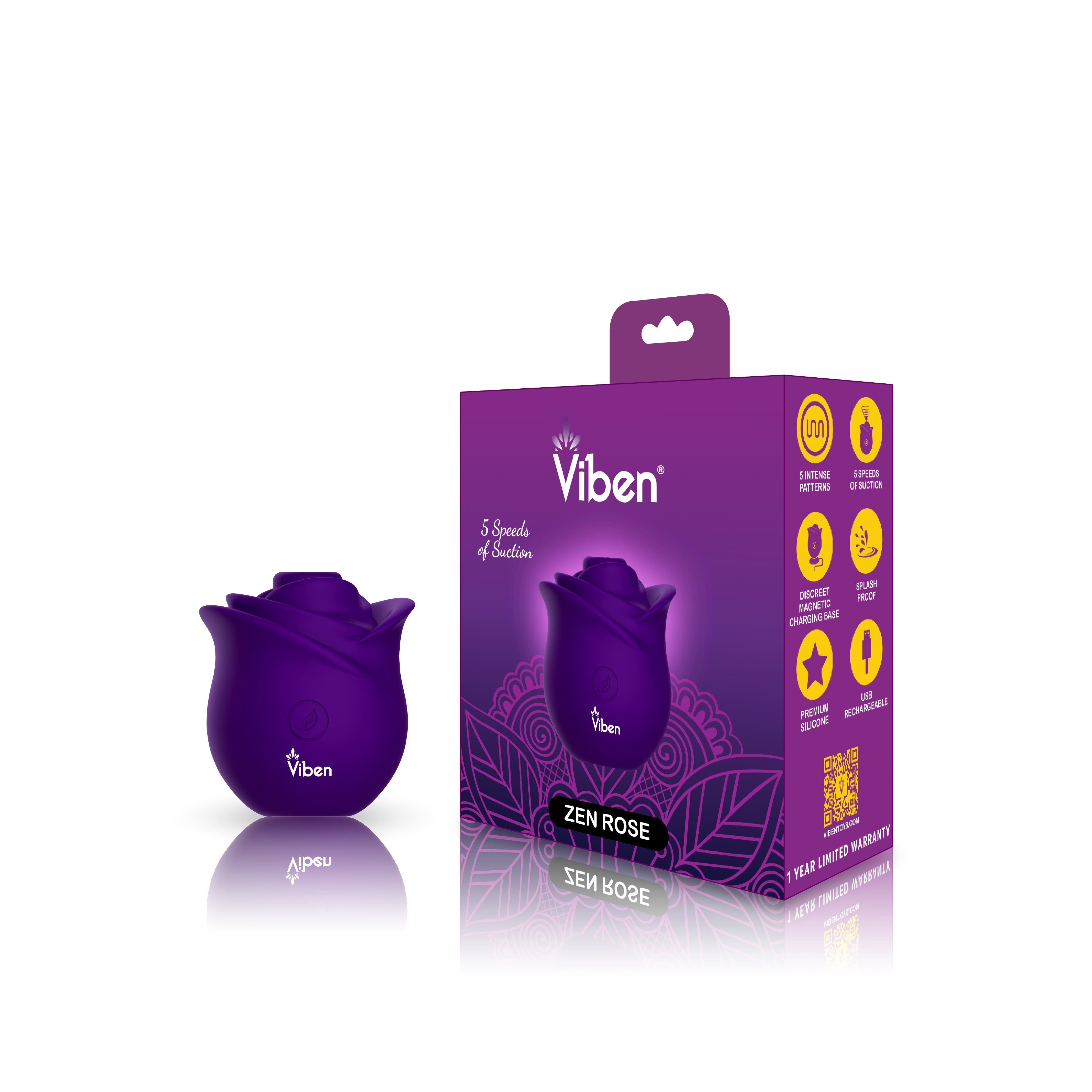 Zen Rose - Violet - Handheld Rose Clitoral and Nipple Stimulator - Presale Only-4