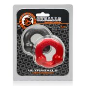 Ultraballs 2-Piece Cockring Set - Steel &amp; Red