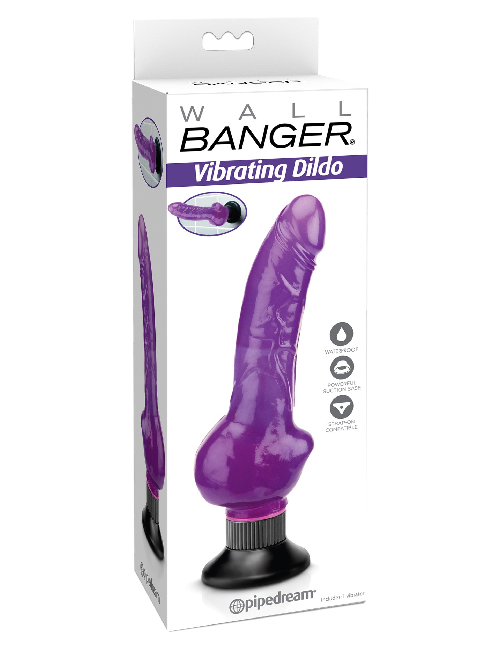 Wall Banger - Vibrating Dildo - Purple-0