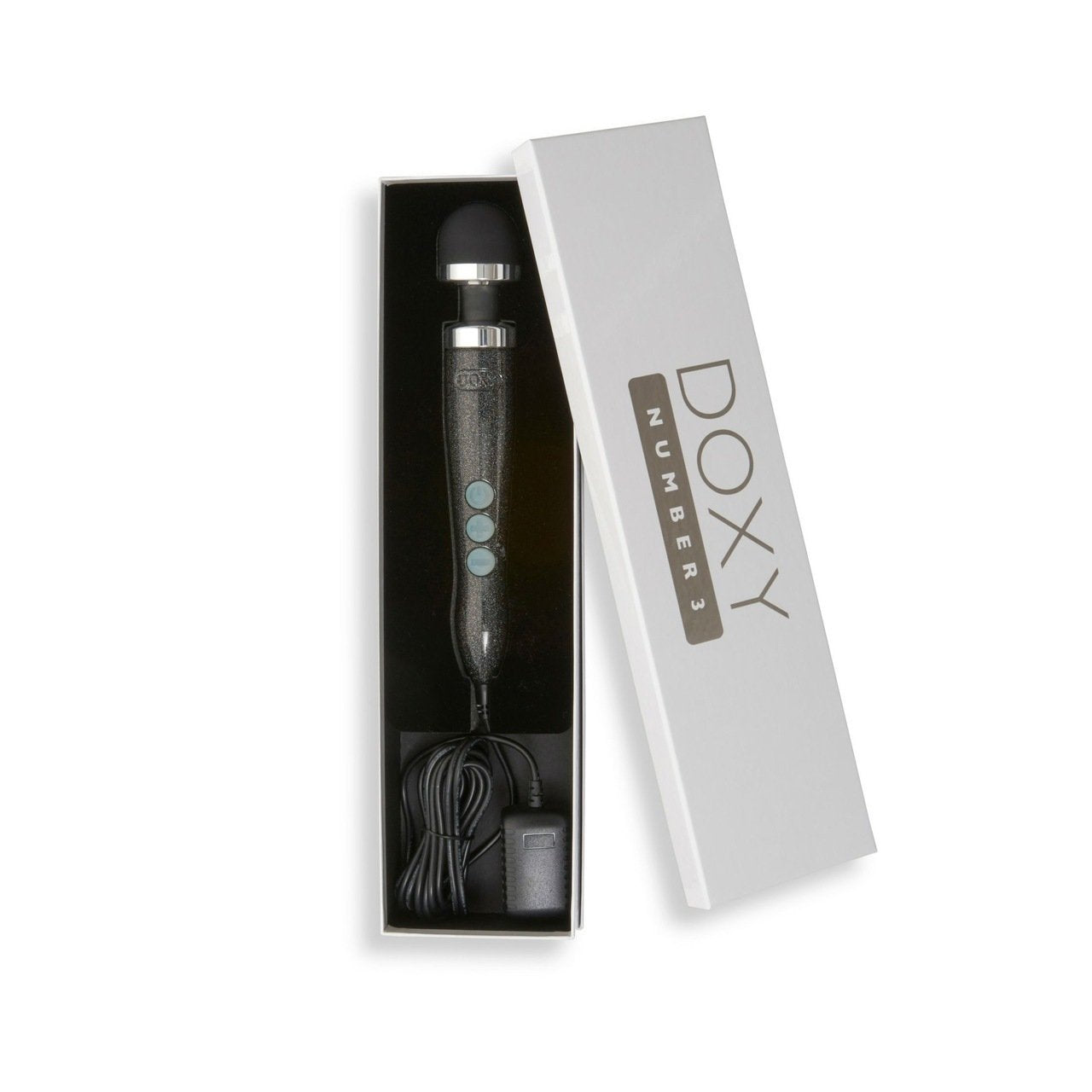Doxy No 3 Disco Black Diecast Plug-In Vibrating Petite Wand Massager with Screw-On Head