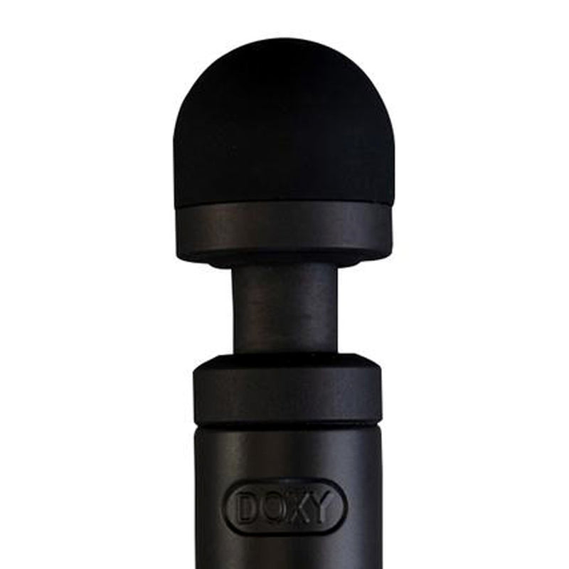 Doxy No 3 Black Silicone Plug-In Vibrating Petite Wand Massager with Screw-On Head