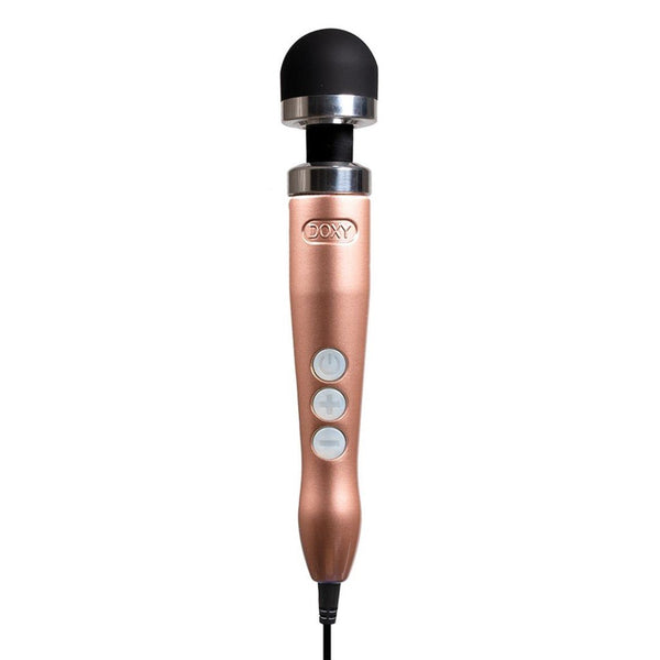 Doxy Die Cast 3 Plug-In Vibrating Petite Wand Massager with Screw-On Head Rose Gold