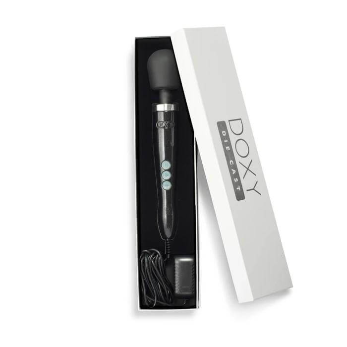 Doxy Die Cast Black Plug-In Vibrating Wand Massager