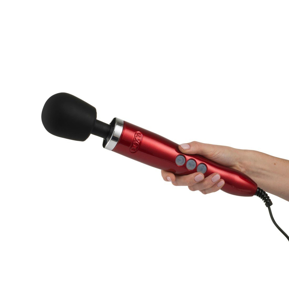 Doxy Die Cast Metal Red Plug-In Vibrating Wand Massager