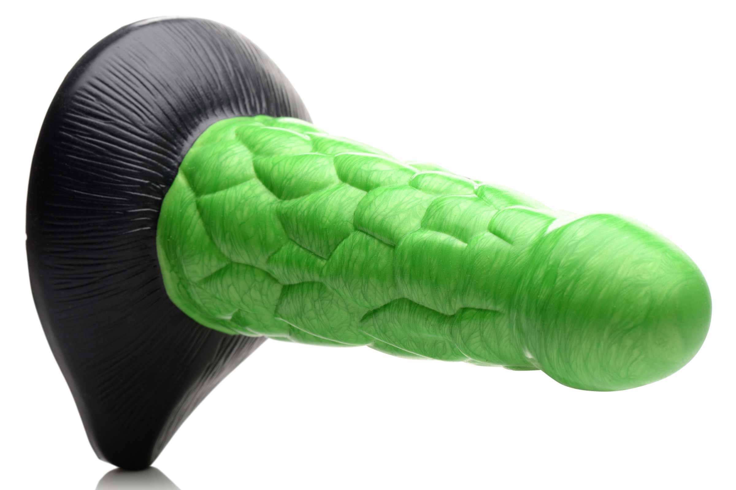 Cc - Radioactive Reptile Thick Scaly Silicone  Dildo - Green