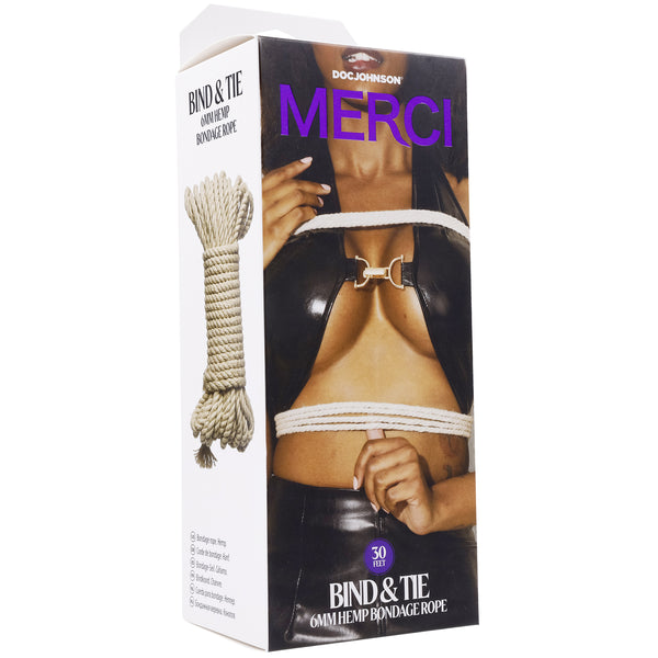 Merci - Bind and Tie - 6mm Hemp Bondage Rope - 30  Feet - Natural-0