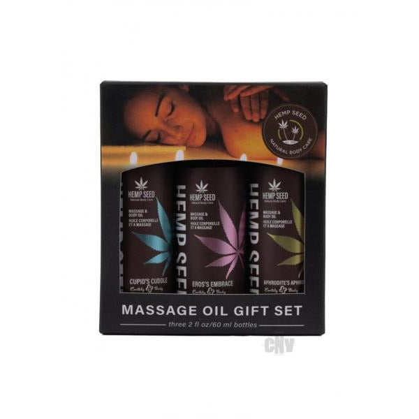 Hemp Seed Massage Oil Trio Gift Set - Valentines Day Collection 2 Oz-0