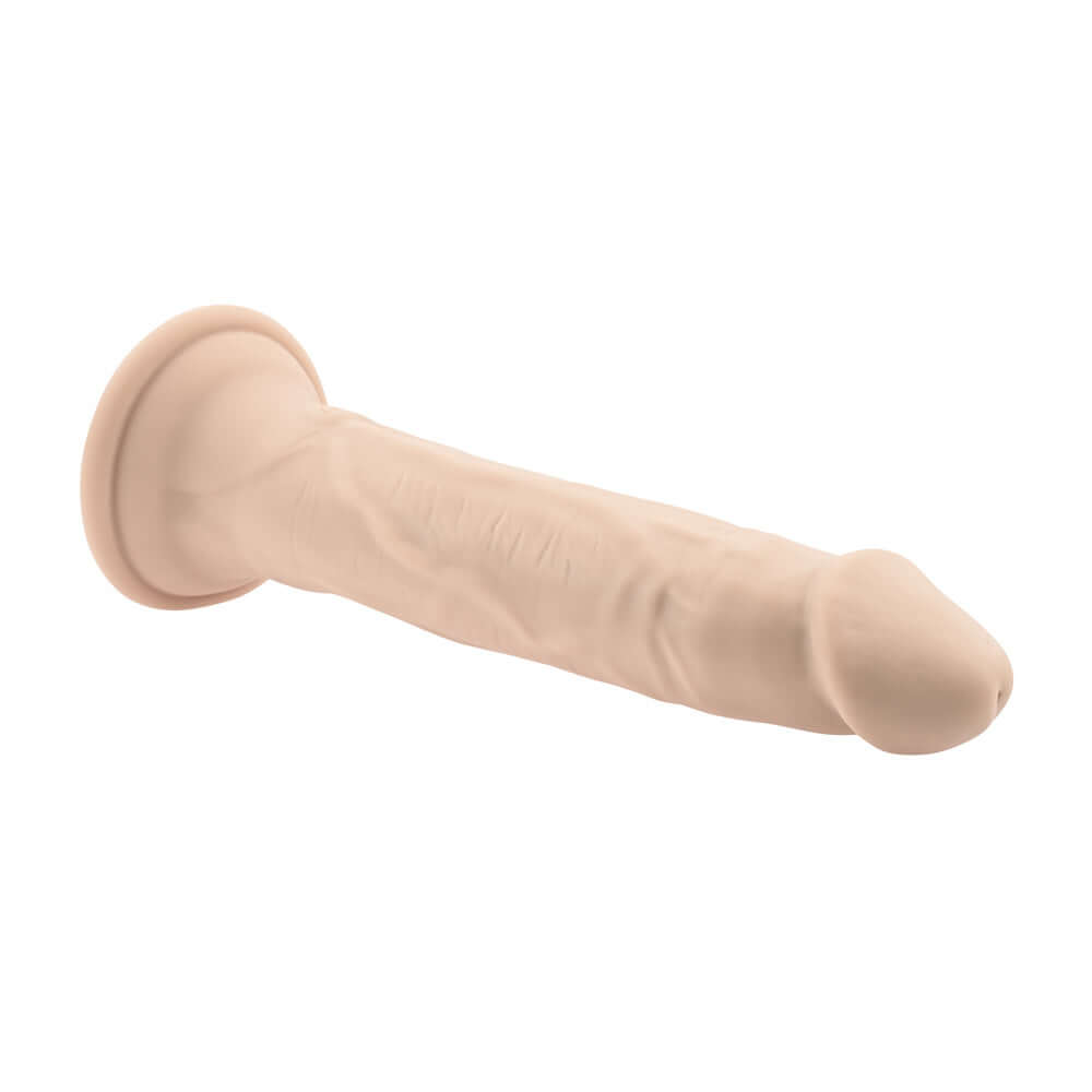 In Thrust We Trust - Light Vibrating Thruster with remote control and suction cup, featuring realistic texture and crown-ridged tip.