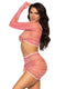 2 Pc Zig Zag Net Crop Top and Mini Dress - One   Size - Pink