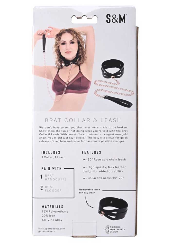Brat Collar and Leash - Black / Rose Gold-2