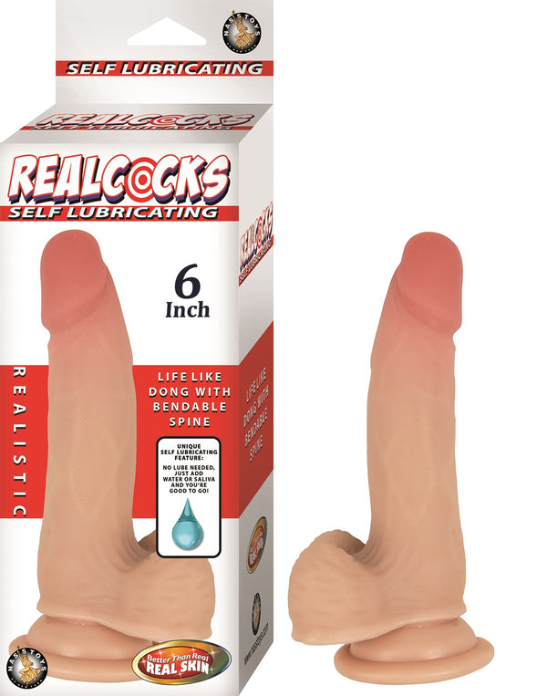 Realcocks Self Lubricating Dong - 6 Inch - Flesh-0
