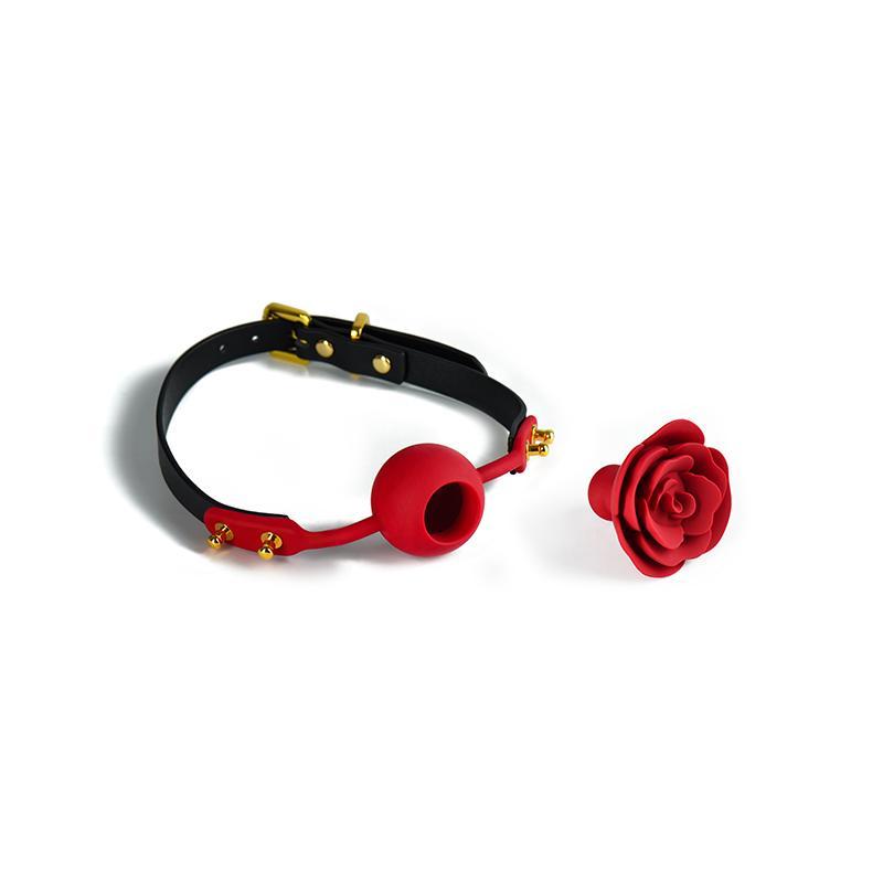 ZALO & UPKO Doll Designer Collection Rose Ball Gag with breathable hole, made from luxury Italian leather and Dow-Corning silicone.