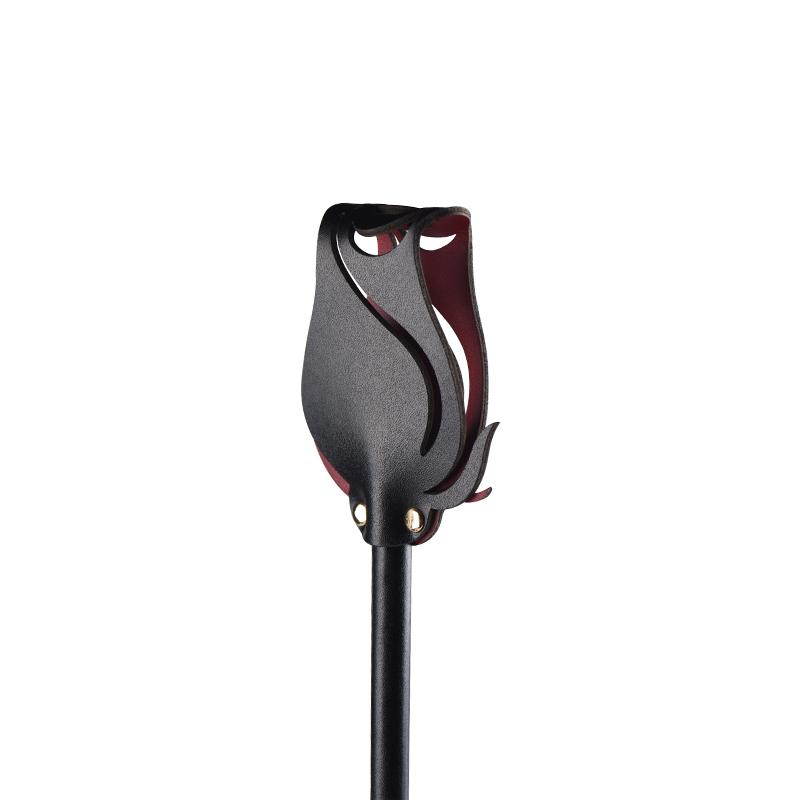 ZALO Doll Designer Collection Rose Riding Crop with black and red Italian leather head and elegant metal accents.